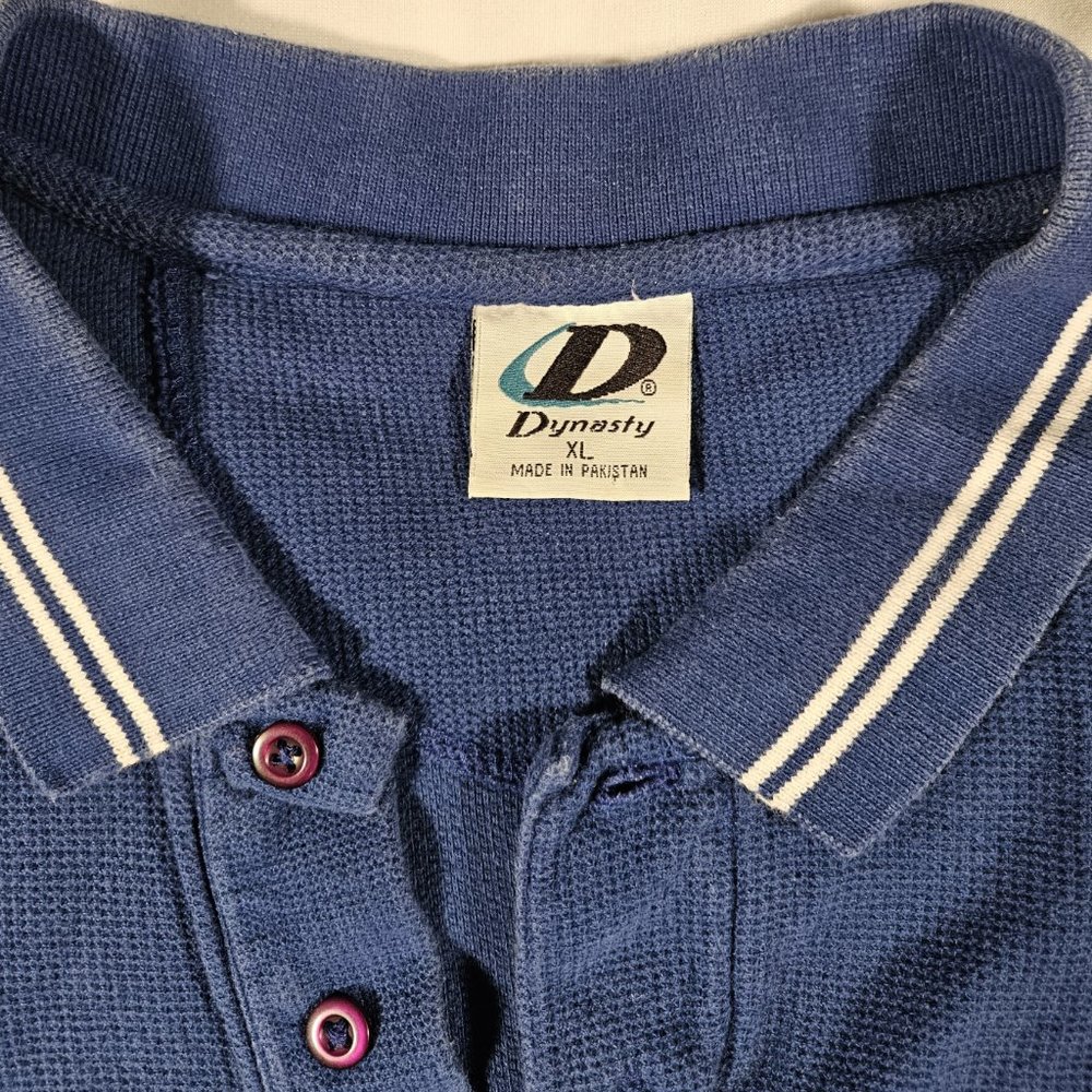 Vintage Dynasty Chicago Cubs Polo Shirt Blue 100% Cotton MLB Mens Size XL - Picture 2 of 4